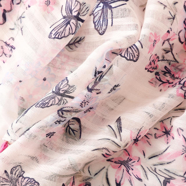 New butterfly floral printed yarn scarf