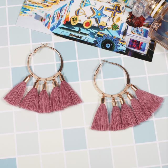 Fashion hoop tassel earrings