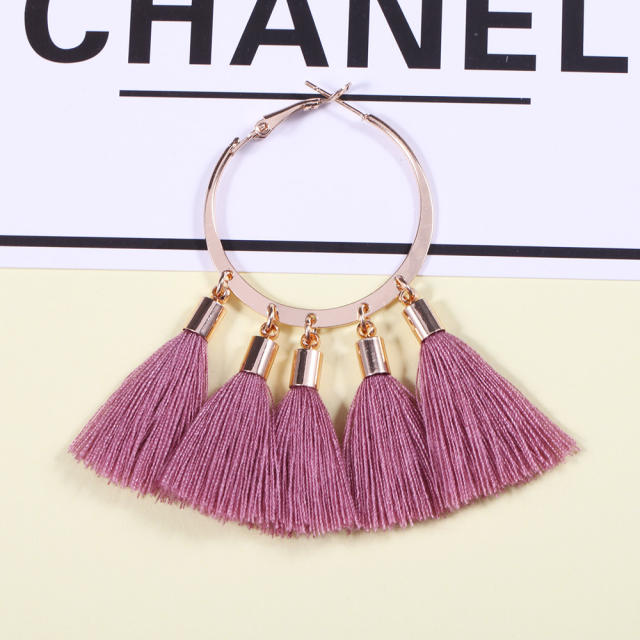 Fashion hoop tassel earrings