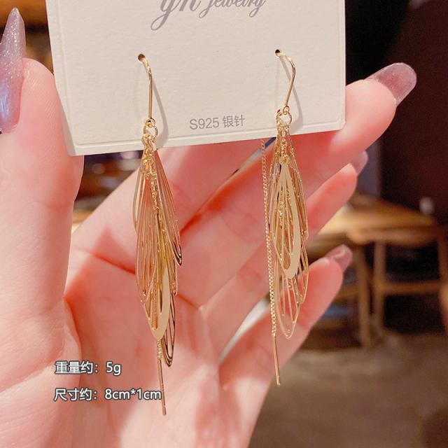 925 silver needle tassel threader earrings