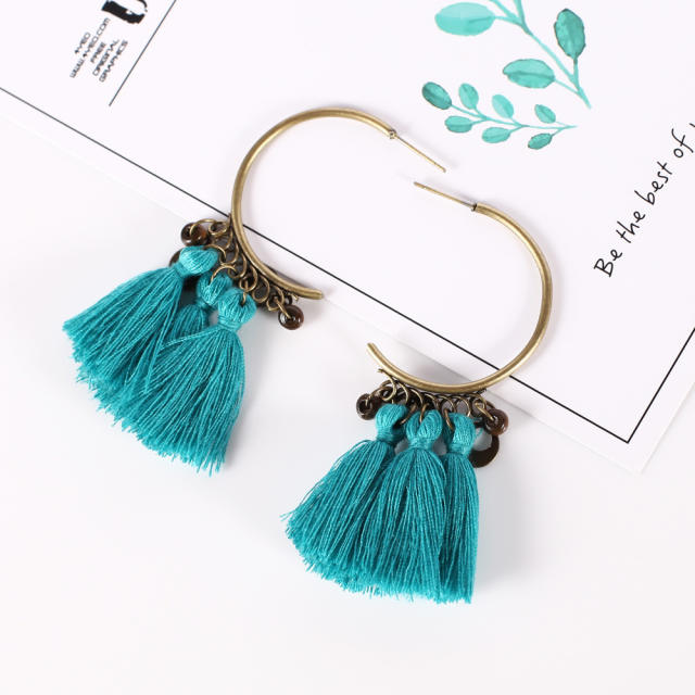 Retro thread tassel earrings