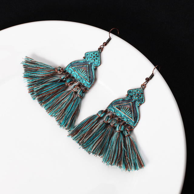 Retro thread tassel earrings