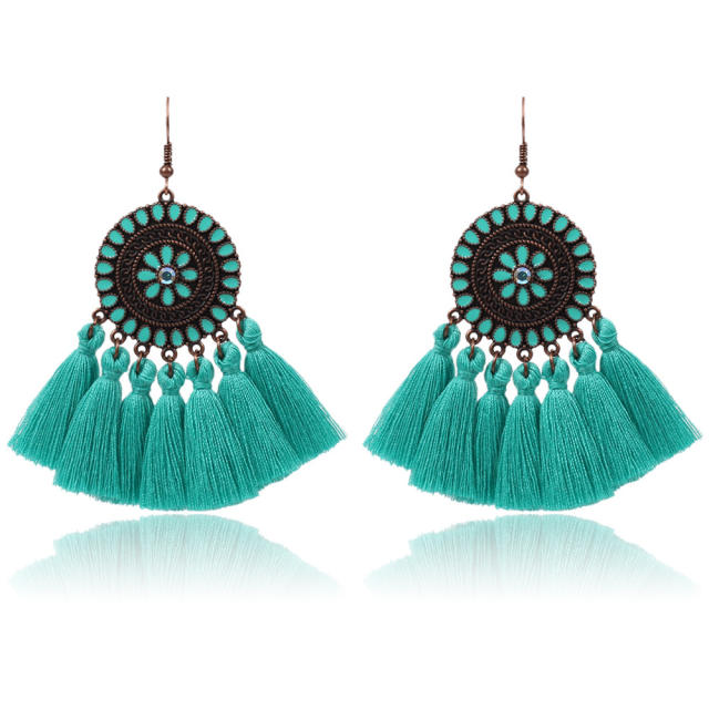 Retro thread tassel earrings