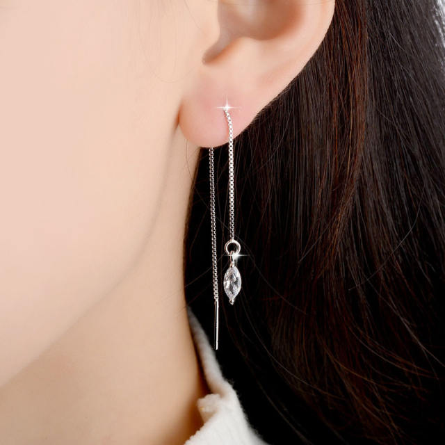 Cubic zirconia diamond threader earrings