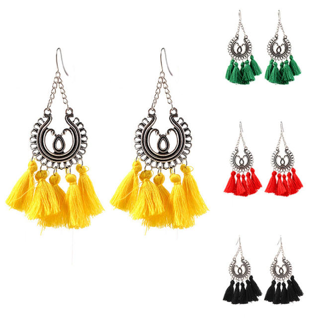 Bohemian thread tassel earrings