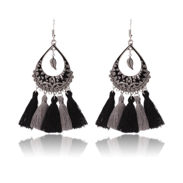 Bohemian style retro thread tassel earrings