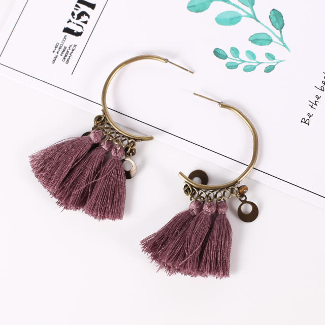 Retro thread tassel earrings