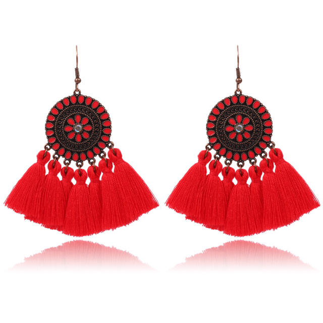 Retro thread tassel earrings