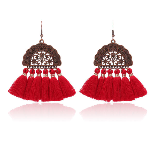 Bohemian style retro thread tassel earrings