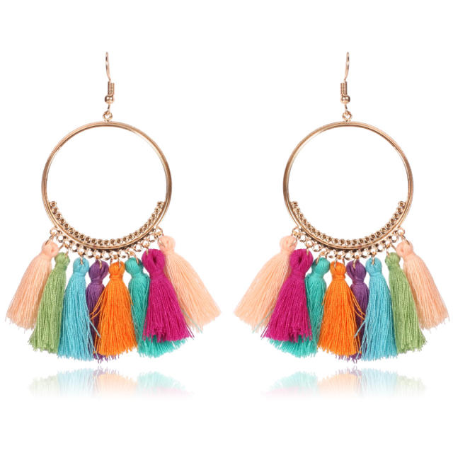 Fashion hoop tassel earrings