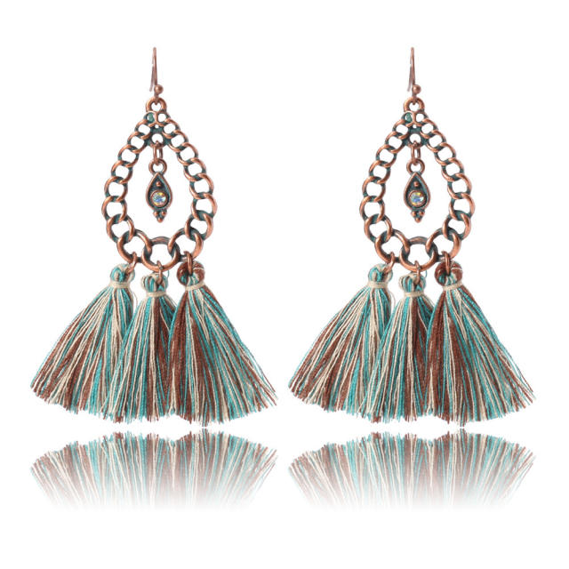 Bohemian style retro thread tassel earrings