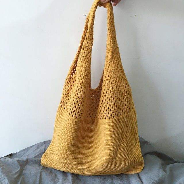 Chic knitted hollow tote bag