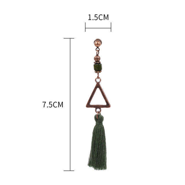 Fashion triangle long thread tassel earrings