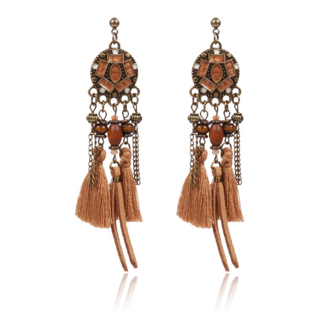 Retro thread tassel earrings