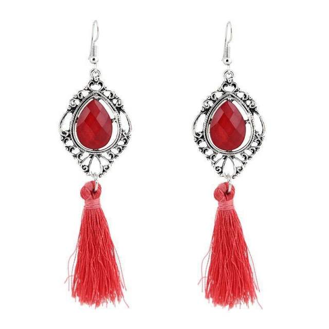 Resin Crystal thread tassel earrings