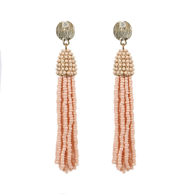 Seed bead thread tassel earrings