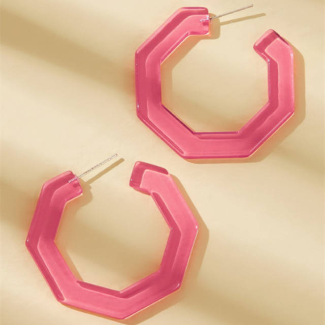 C- shaped plastic hoop earrings