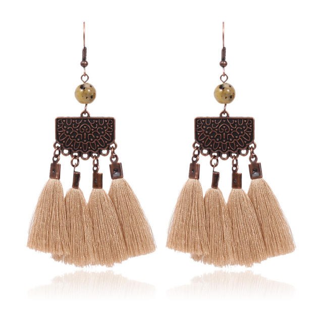 Retro thread tassel earrings