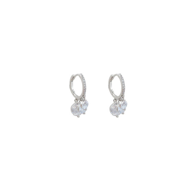 925 silver needle zircon dangling earrings