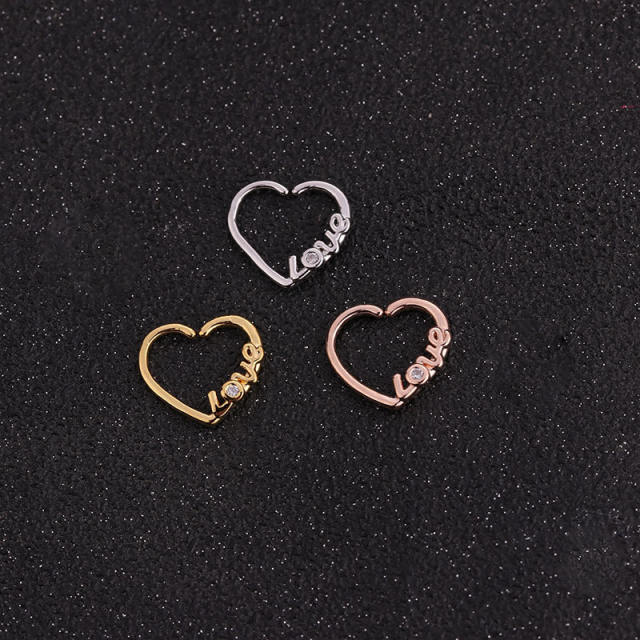 Fashion hollowed out heart-shaped cartilage nose helix daith hoop huggie earrings