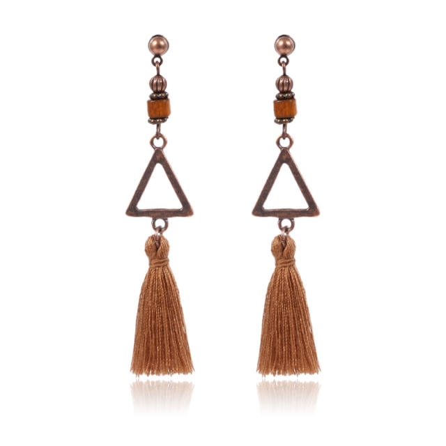 Fashion triangle long thread tassel earrings