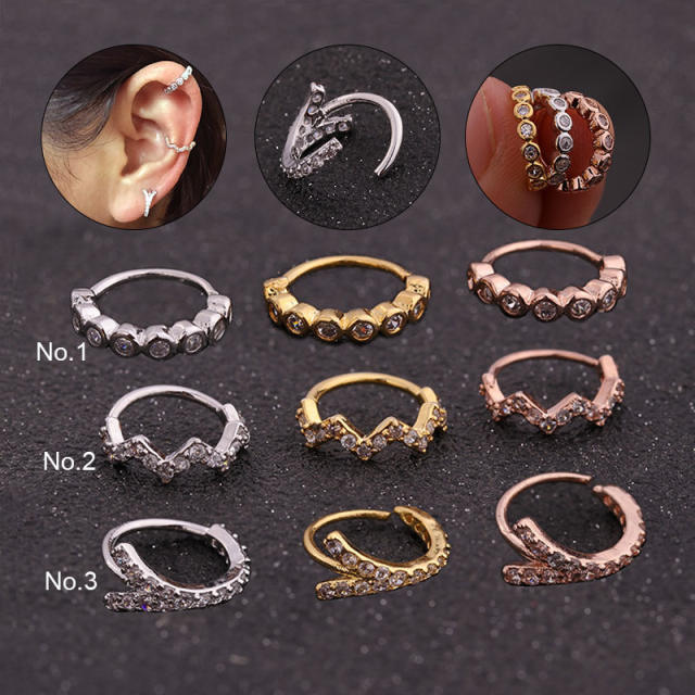 Fashion zircon hoop huggie earrings