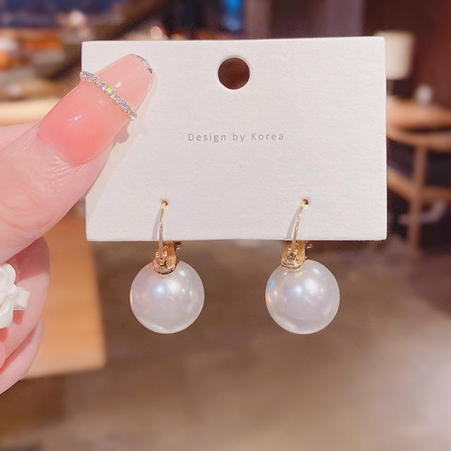 925 silver needle pearl dangling earrings