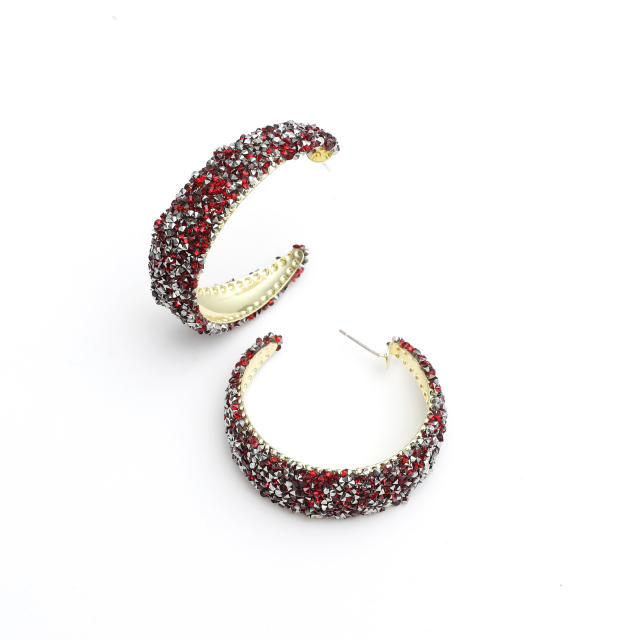 C- shaped diamond hoop earrings