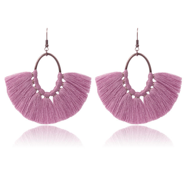 Fashion hoop thread tassel earrings