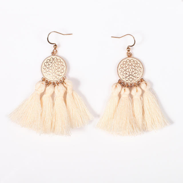 Bohemian style retro thread tassel earrings