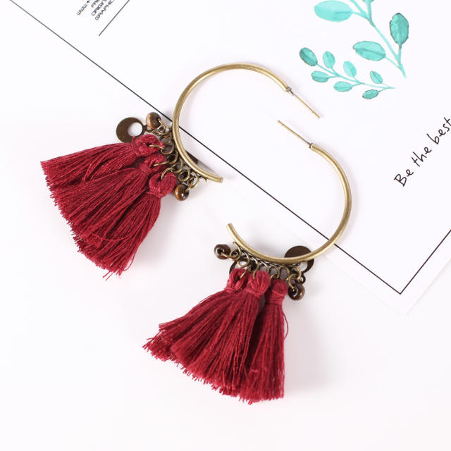 Retro thread tassel earrings