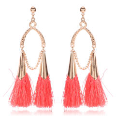 Fashion thread hoop tassel earrings
