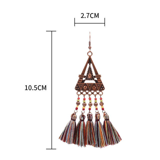 Retro thread tassel earrings