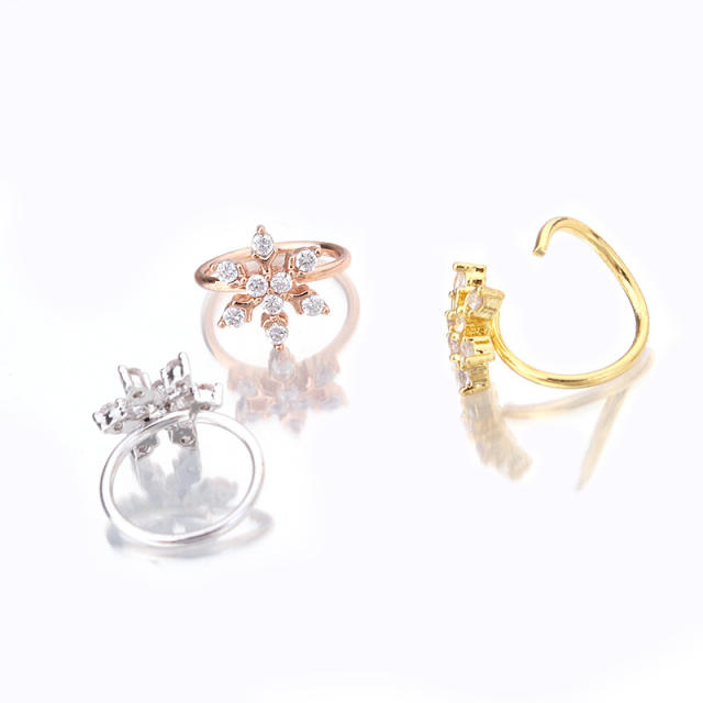 Fashion zircon snowflake cartilage nose helix daith hoop huggie earrings