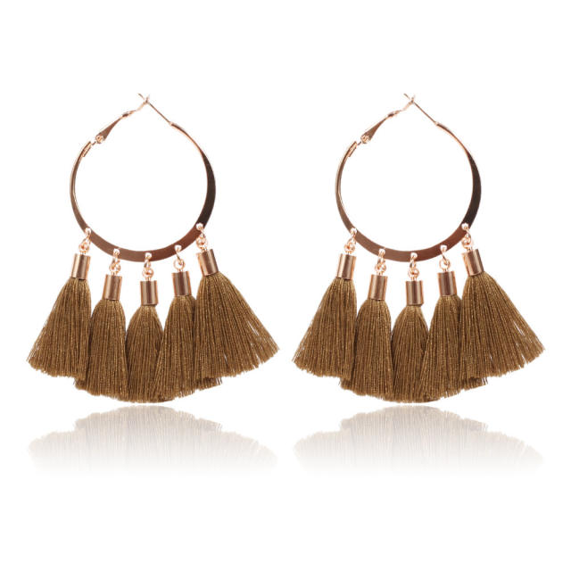 Fashion hoop tassel earrings