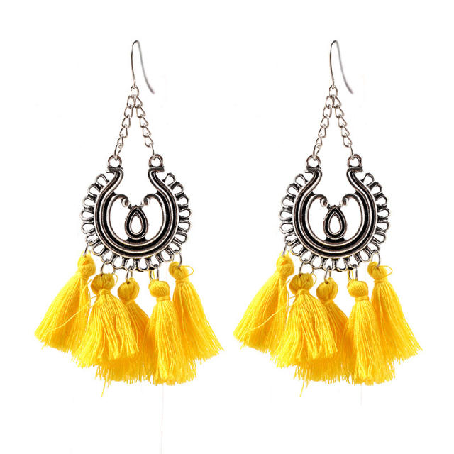 Bohemian thread tassel earrings