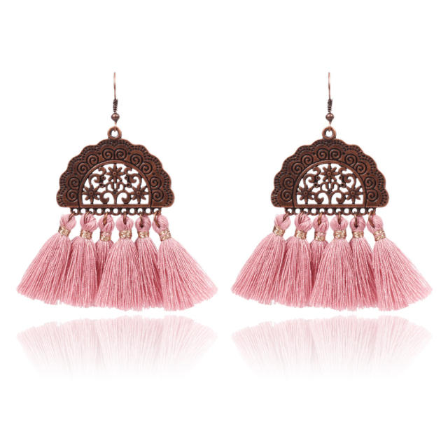 Bohemian style retro thread tassel earrings