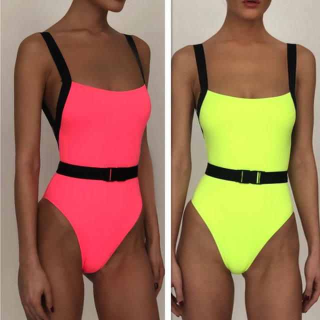 Fluorescent color one piece swimsuit