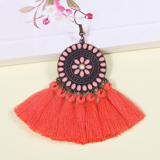 Retro thread tassel earrings