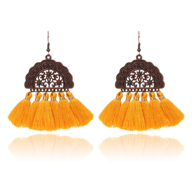 Bohemian style retro thread tassel earrings