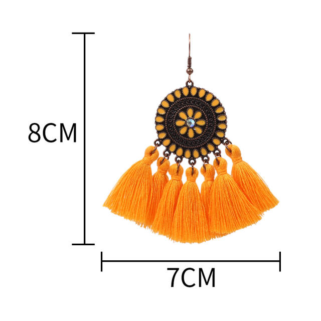 Retro thread tassel earrings