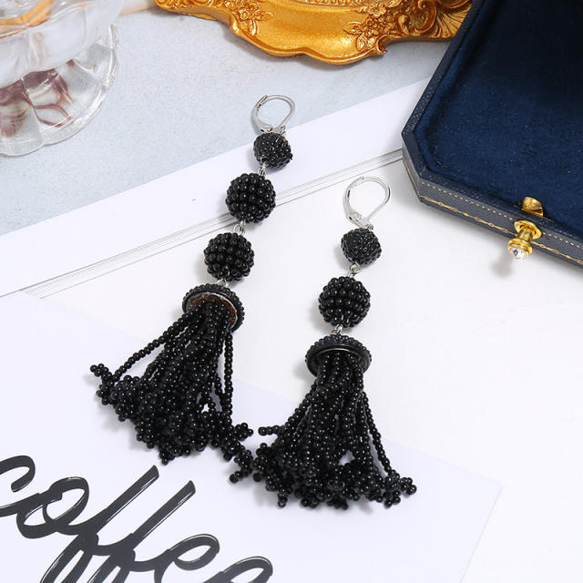 Seed bead tassel earrings