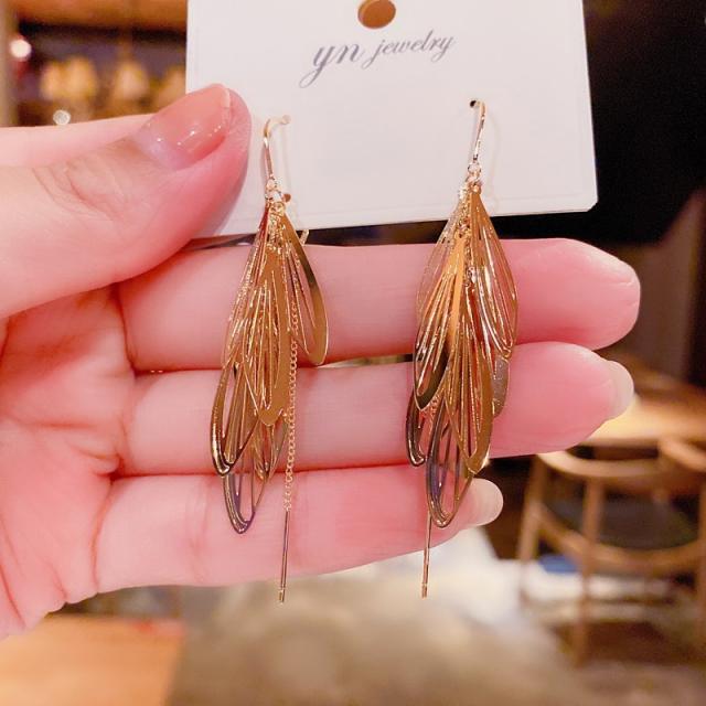 925 silver needle tassel threader earrings