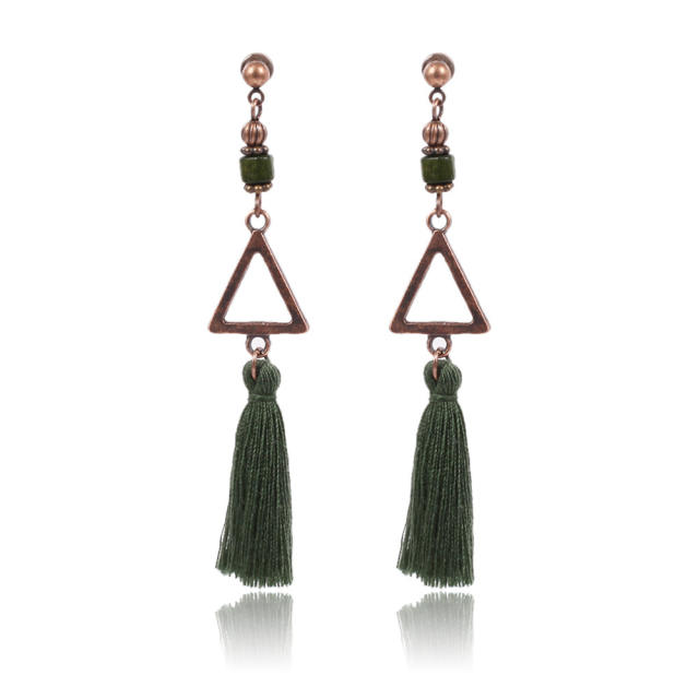 Fashion triangle long thread tassel earrings