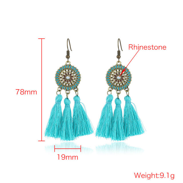 Fashion thread tassel hoop earrings