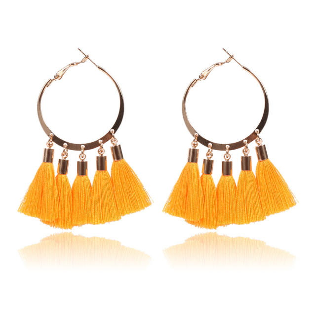 Fashion hoop tassel earrings