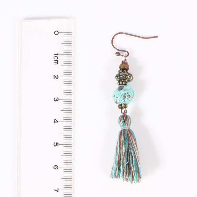 Bohemian style retro thread tassel earrings