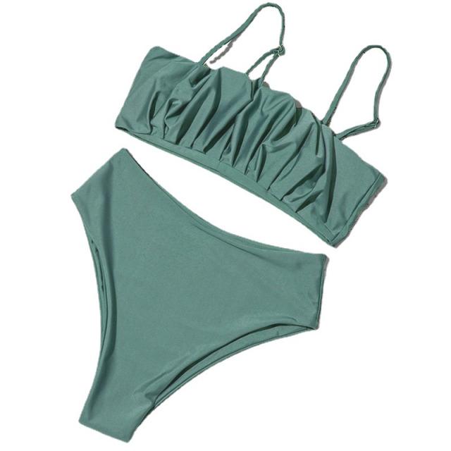 Plain color high waisted swimsuit