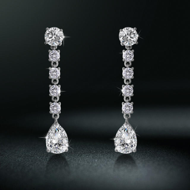 AAA round cubic zircon bridal dangle diamond earrings