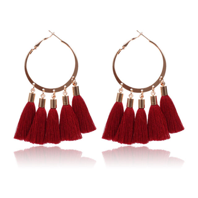 Fashion hoop tassel earrings